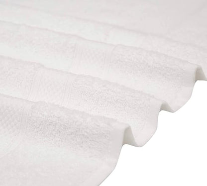 100% Cotton Bath Towel Set, White 24x48 Pack of 6 Towels, Quick Dry, Highly Absorbent, Soft Feel Towel, Gym, Spa, Bathroom, Shower, Pool, Luxury Soft Towels Light-Weight