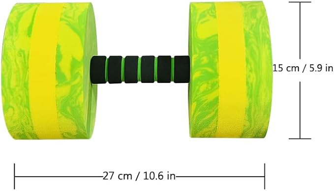 Aquatic Exercise Dumbbell Set of 2 for Water Aerobics, High-Density EVA-Foam Water Weights, Pool Fitness Equipment for Unisex Adults