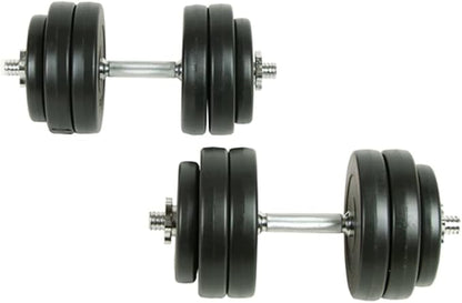66.1 lb Adjustable Dumbbell Set 18 Piece Weight Training Kit with Connecting Barbell Handle for Full Body Home Workout Strength Fitness