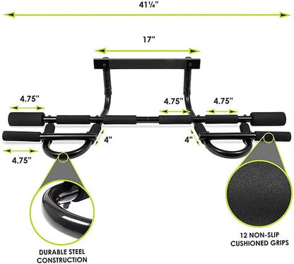 Upgrade Pull Up Bar for Doorway - Max Capacity 330 lbs, Portable Upper Body Workout Bar for Strength Training