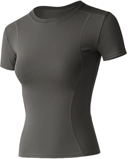 Loovoo Women Workout Shirts 1/2/3 Pack Athletic Compression Tee Dry Fit Yoga Gym Basic Tops