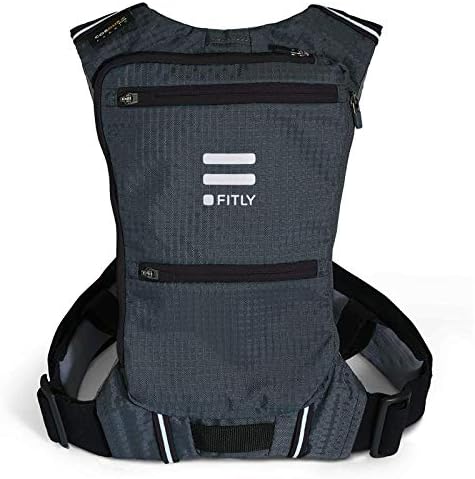 FITLY Minimalist Running Pack - Fitness Backpack Phone Holder, Storage, Thoracic Belt - Carry Personal Items - Running Gear for Men & Women - Lightweight Hydration Water Backpack