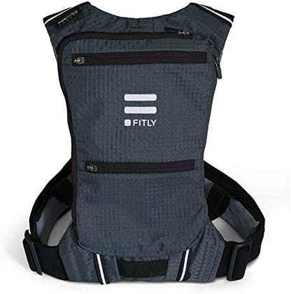 FITLY Minimalist Running Pack - Fitness Backpack Phone Holder, Storage, Thoracic Belt - Carry Personal Items - Running Gear for Men & Women - Lightweight Hydration Water Backpack