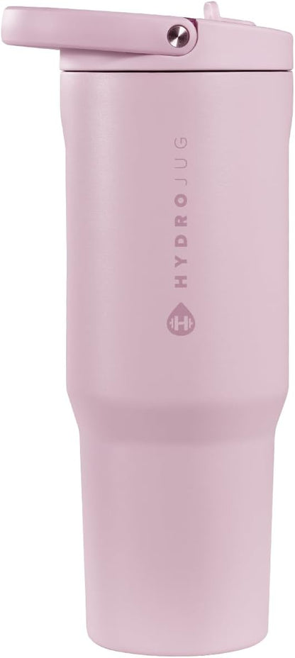 HydroJug Sport - Stainless Steel Tumbler with Straw, Vacuum Insulated, 40oz Leakproof Water Bottle, Ergonomic Design, Reusable, Dishwasher Safe, Rubber Base, Durable for Gym or Outdoors, Sweet Pea