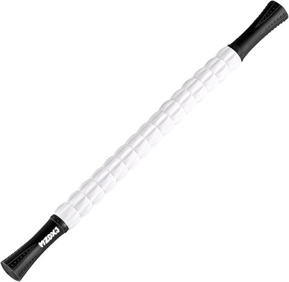 Muscle Roller Massage Roller Stick- Deep Tissue Fascia Blaster for Myofascial Pain Relief, Lymphatic Drainage & Body Sculpting, Handheld Physical Therapy & Recovery Tool (Black White-24 inch)
