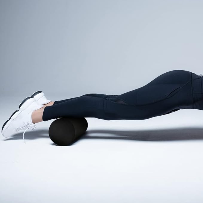 High-Density Foam Roller for Muscle Recovery & Massage, 13" x 3.75" EVA Firm Roller for Warm-Up/Cooldown, Yoga & Pilates, Includes Carry Case (Black)