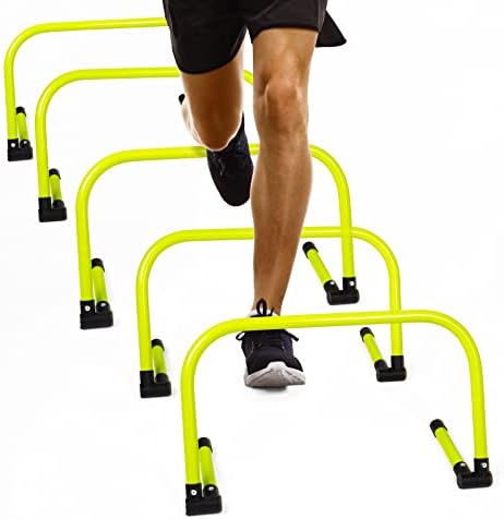 Body Sport Adjustable Athletic Speed Training Hurdles, Jumping & Speed Training Fitness Equipment, Hurdles for Track & Field, Basketball, Soccer & More, Set of 5