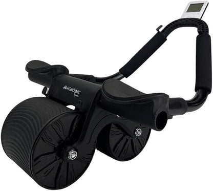 Mobiclinic®, Abdominal Roller with Return Spring, Ab Roller, Elbow Support, Digital Timer, Non-Slip Mat, Double Wheel, Mobile Phone Holder, Ra-02, Home Gym, Fitness