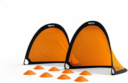 4ft Pop-Up Portable Soccer Goals - Set of 2 Training Goals for Kids & Adults with Carrying Case, 8 Agility Cones - Lightweight, Quick-Setup Practice Net for Backyard Park