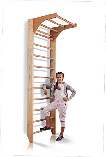 Wall Bars with Dip Bars CM-01-220, 87 in Wooden Swedish Ladder Set: Adjustable Pull Up and Dip Bars for Training and Physical Therapy - Used in Homes, Gyms, Clinic, and Schools