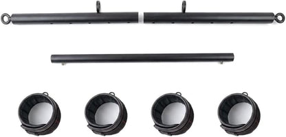 Spreader Bar Heavy Duty Stainless Steel Expandable Bar Home Gym with 4pcs Furry Crocodile Red Adjustable Strap,Sports Aid Training Pilates Aid Kit,Indoor Yoga Set