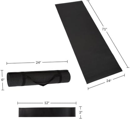 Wakeman Yoga Mat Set - 4-Pack of Resistance Bands for Working Out with 1/4-Inch Workout Mat - Home Gym Starter Kit - Exercise Equipment by Wakeman