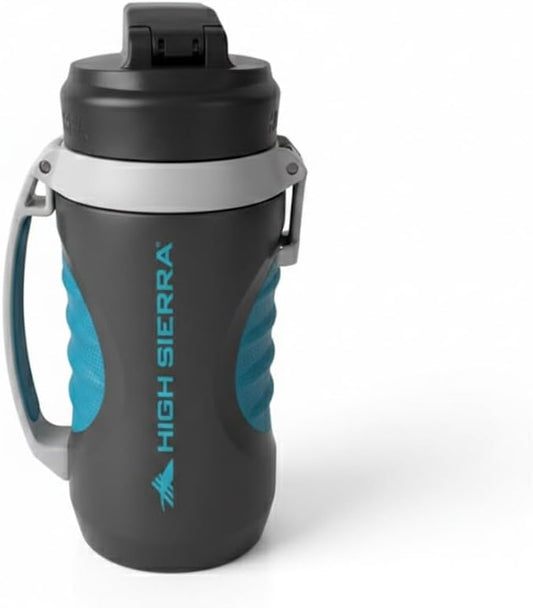 High Sierra, [BPA FREE 64 OZ Insulated Water Jug with 2 Drinking Options, [Silicone Spout – NO MORE TEETH BUMPS] Built-in Fence Anchor, Keeps Iced Water Cold for Hours, EXTRA LARGE Sports Bottle