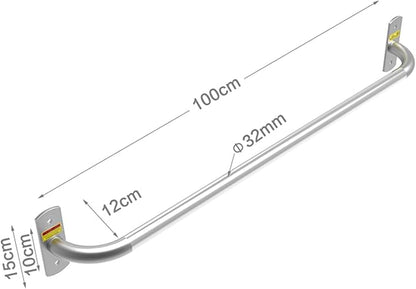 Wall-Mounted Fitness Horizontal Bar, Pull-up Bar for Strength Training, Suitable for Home Indoor and Outdoor Perforation Installation, Load 300kg (Stainless Steel 100cm)