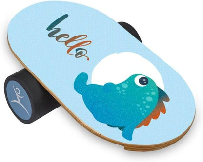 Kids Balance Board with Roller – Wooden Trainer for Children – Fun Indoor Core Strength Game – Improves Balance & Coordination – Multiple Designs