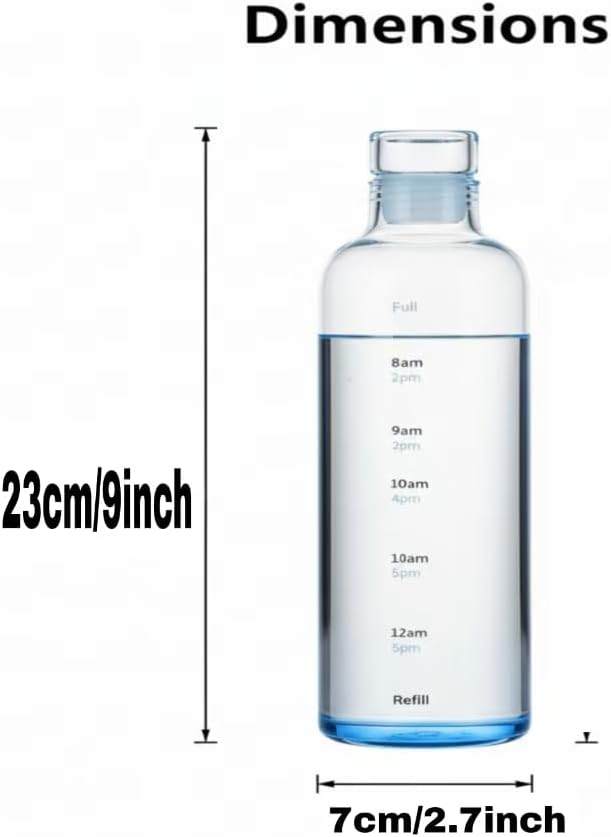 26oz Plastic Sports Bottle ，Time Marker Water Bottle, Leakproof Sports Drinking Bottle for Gym, School, Office, Trave (Clear 26OZ)