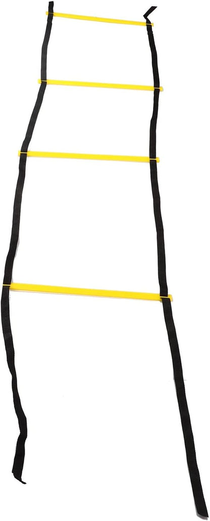 Restokki 2PCS 4 Rung Rope Ladder Speed Training Footwork Ladder with Carry Bag for Football Basketball 2m Black Rope Yellow Rung