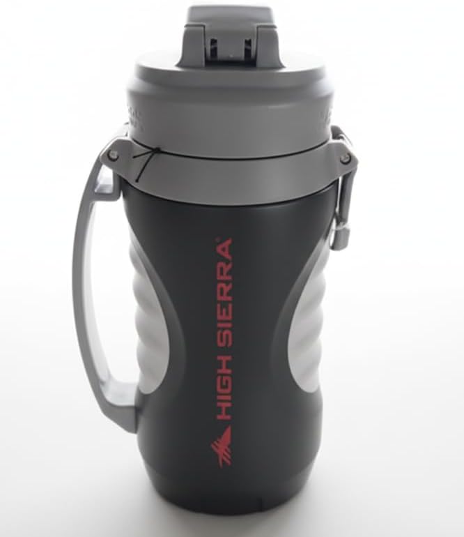 High Sierra, [BPA FREE 64 OZ Insulated Water Jug with 2 Drinking Options, [Silicone Spout – NO MORE TEETH BUMPS] Built-in Fence Anchor, Keeps Iced Water Cold for Hours, EXTRA LARGE Sports Bottle