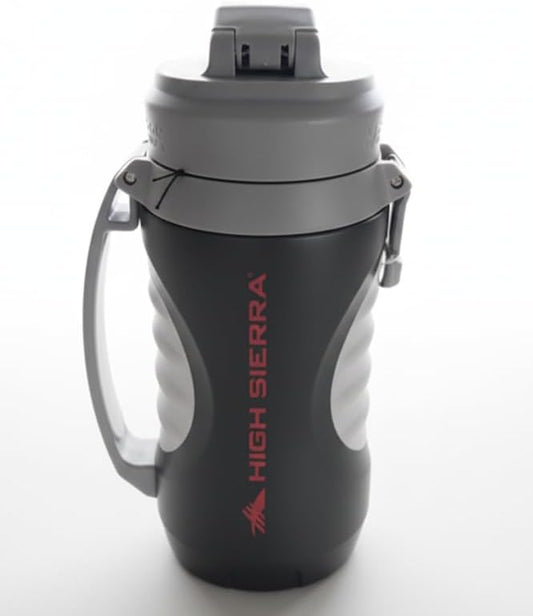 High Sierra, [BPA FREE 64 OZ Insulated Water Jug with 2 Drinking Options, [Silicone Spout – NO MORE TEETH BUMPS] Built-in Fence Anchor, Keeps Iced Water Cold for Hours, EXTRA LARGE Sports Bottle