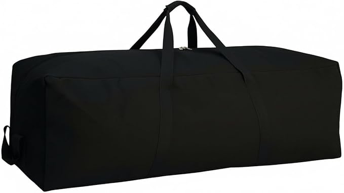 Extra Large Canvas Travel Duffle Bag Heavy Duty, Sports Travel Military Camping Tent Storage Black