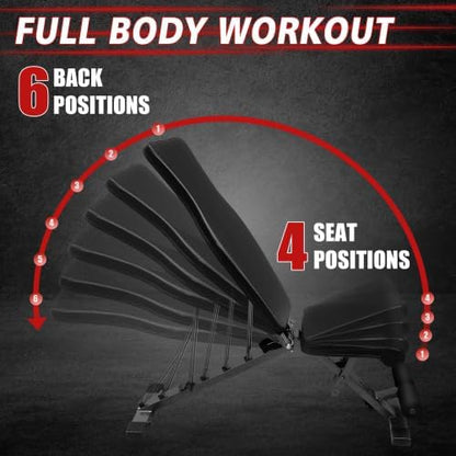 Weight Bench for Full Body Workout, Adjustable Strength Training Sit-up Chair, Multi-Purpose Foldable Incline/Decline Bench, Workout Equipment for Home Gym