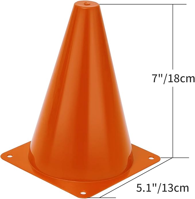 Cones Sports, Small Training Cones Set for Soccer Practice, 24 Pack 7 Inch Agility Field Cone Marker for Football Basketball Drills, Plastic Multi color Baseball Cone for Outdoor Indoor Games