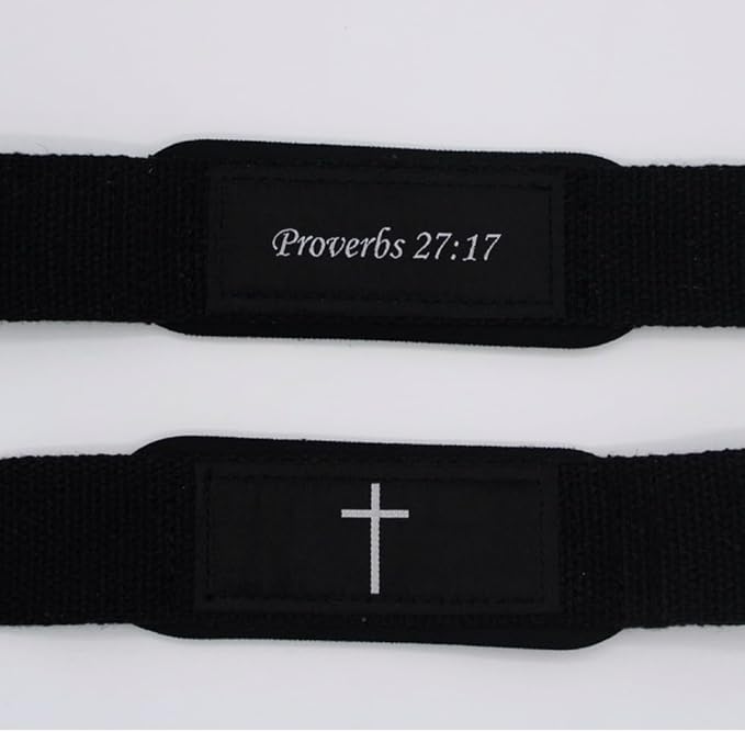 Powerlifting Christian Wrist Straps, Soft Cotton Blend Lifting Straps for Weightlifting, Gym Wrist Support for Deadlifts, Rows, and Pulling Exercises (Pair)