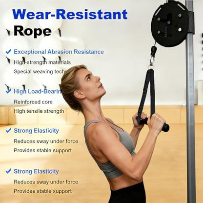 Adjustable Endless Rope Machine for Home Gym - 330lb Load Capacity, 30kg Max Resistance for Full Body Workout, Cardio, HIIT & Strength Training Equipment