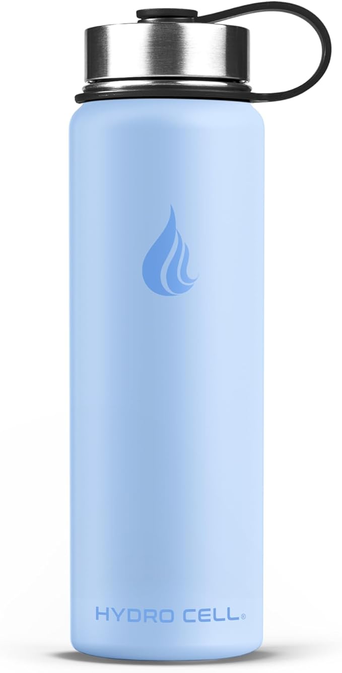 HYDRO CELL Stainless Steel Insulated Water Bottle with Straw - For Cold & Hot Drinks - Metal Vacuum Flask with Screw Cap and Modern Leakproof Sport Thermos for Adults (Glacier 24oz)