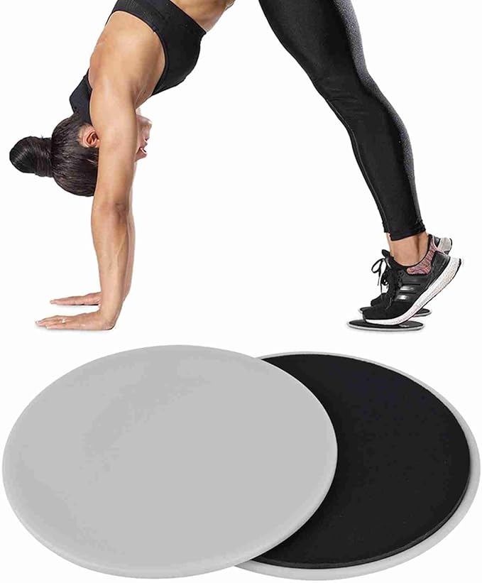Fitness Gliding Disc 2PCS, Slider Sport Full Body Workout Core Stabilization, ABS Exercise Sliding Glidings Discs (Gray)
