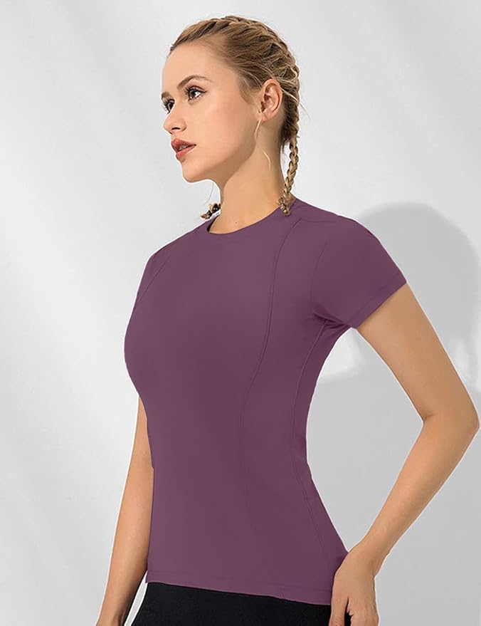 Loovoo Women Workout Shirts 1/2/3 Pack Athletic Compression Tee Dry Fit Yoga Gym Basic Tops