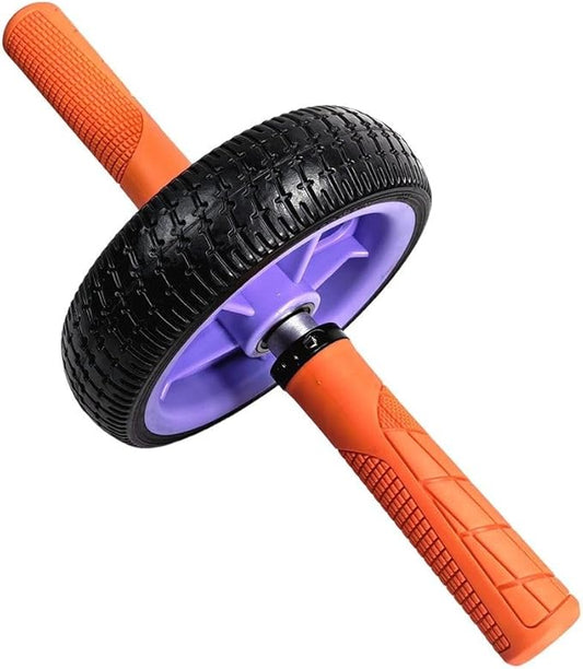 Home Fitness Abdominal Exerciser with Single Wheel, Durables 500 lb Load Capacity, Ergonomic 150 mm EVA Handle, Textured Non-Slip Tire for Stable Rolling on Multiple Surfaces(purple+orange)