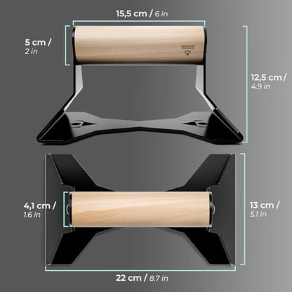 PULLUP & DIP Parallettes - Push Up Handles with Ergonomic Wooden Handles & Heavy-Duty Steel - Non-slip Parallettes Bars for Strength Training and Calisthenics - Press Up Handles for Push Ups