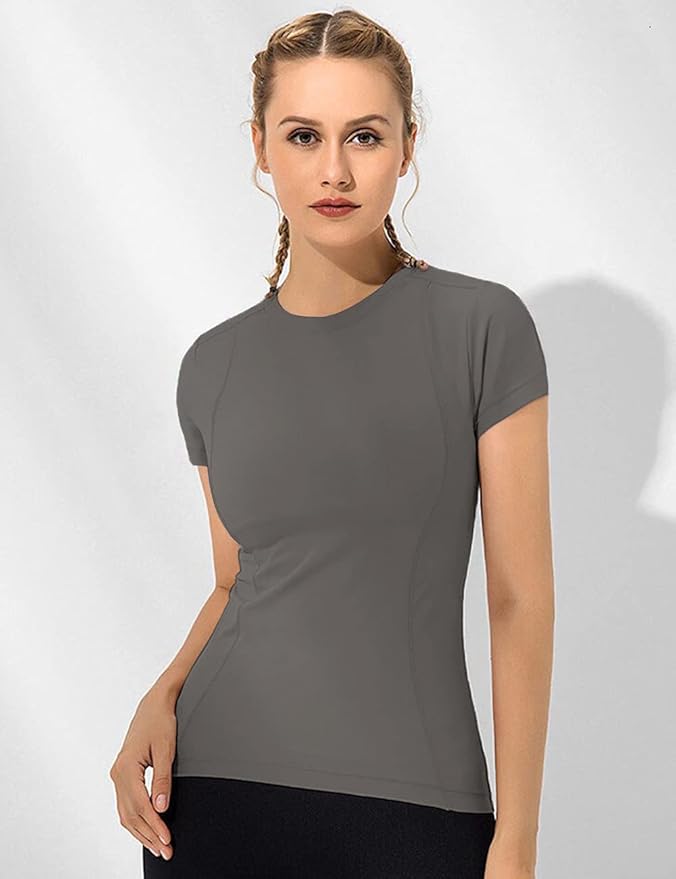 Loovoo Women Workout Shirts 1/2/3 Pack Athletic Compression Tee Dry Fit Yoga Gym Basic Tops