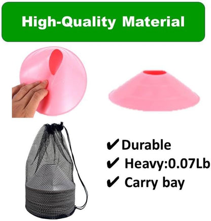 Thicker Disc Cones (Set of 50) Agility Soccer Cones with Carry Bag for Training,Football, Kids, Sports, Field Cone Markers