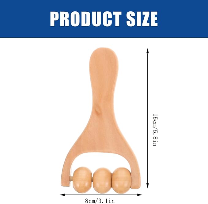 2Pcs Wooden Massage Roller, Hand Muscle Roller Stick, Bead Massage Tool for Legs, Manual Wood Therapy Tools for Arms Feet Shoulder Acupoint Tissue Relief