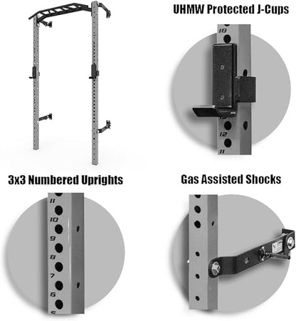 PRx Performance Profile® PRO Squat Rack 3x3 with Kipping or Multi-Grip Pull Up Bar, 89" or 95" Uprights As Seen On Shark Tank Wall Mounted Home Garage Gym Exercise System