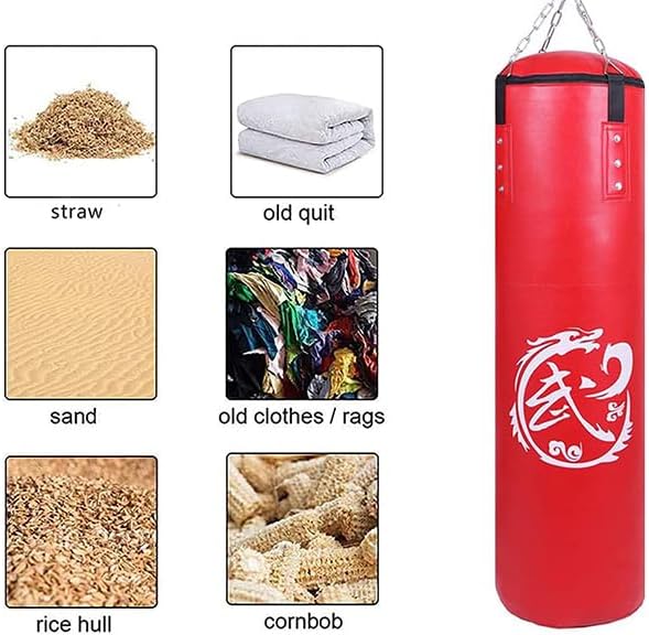 Adult Heavy Duty Boxing Bags - Tear Free PU Leather Boxing Hanging Bag with Metal Set for Men Women Muay Thai MMA Taekwondo Home Gym Training Kickboxing Bag Set