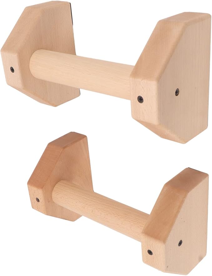 2pcs Wooden Push Up Handles, Anti - Slip Beech Wood Pushup Bars with Silicone Pads, Joint - Friendly Parallettes for Calisthenics Handstands Home Gym Use