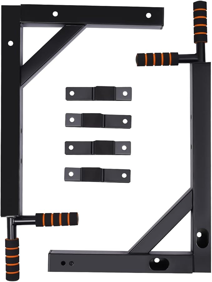 Wall Mounted Pull Up Bar, Power Tower Set Training Equipment Fitness Dip Stand Supports to 440 LBS for Home Gym Indoor Workout