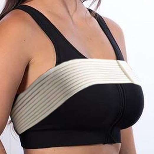 Post Surgery Breast Implant Stabilizer and Chest Compression Support Band, Breast Augmentation and Reduction Strap Bandage, One Size Fit Most (White)