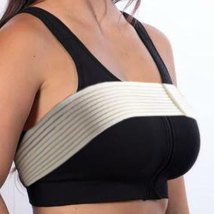 Post Surgery Breast Implant Stabilizer and Chest Compression Support Band, Breast Augmentation and Reduction Strap Bandage, One Size Fit Most (White)