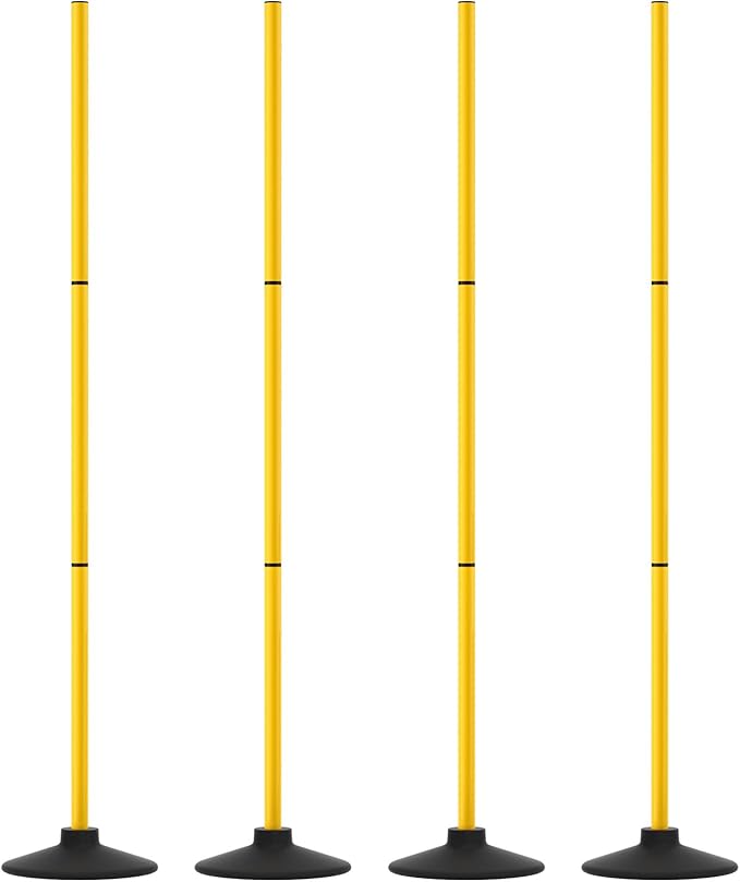 GHB Agility Poles 4 Pack 50" Sports Soccer Training Poles,Detachable Speed Training Equipment Football Accessories with Rubber Base
