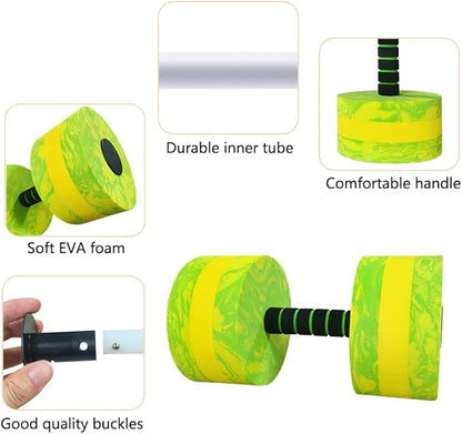 Aquatic Exercise Dumbbell Set of 2 for Water Aerobics, High-Density EVA-Foam Water Weights, Pool Fitness Equipment for Unisex Adults