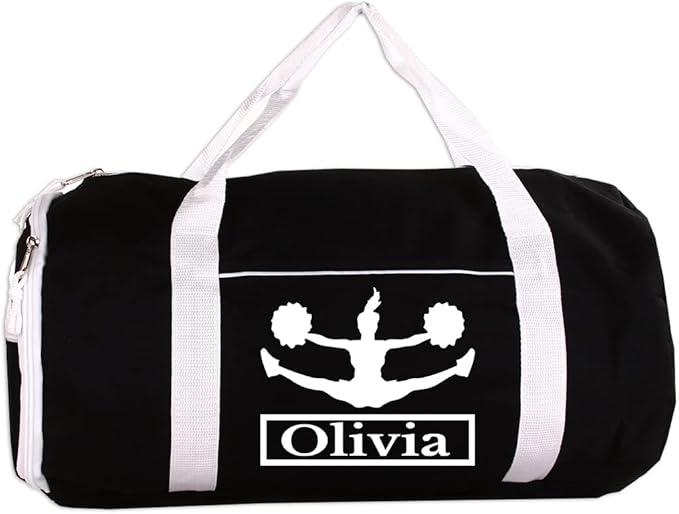 Personalized Sport/Gym Roll Duffel Bag - Cheerleading Black 18"