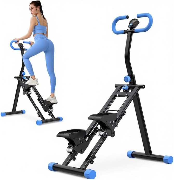Stepper Machine Adjustable Handles, Compact Stepper Exercise Machine with LCD Display for Home Cardio Workout