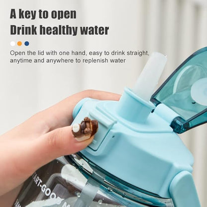 Water Bottle,Water Bottles,Gym Drinks Bottle,Sport Drinks Bottle, 2L Large Capacity with Straw Portable Water Bottles Fitness Bike Cup Summer Cold Water Jug with Time Mar