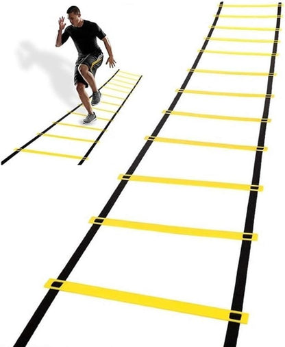 Agility Ladder Speed Training Set: 16 Rung 8M Soccer Training Equipment for Kids with 12 Cones, Carrying Bag for Football Exercise Sports Footwork Training (Large)