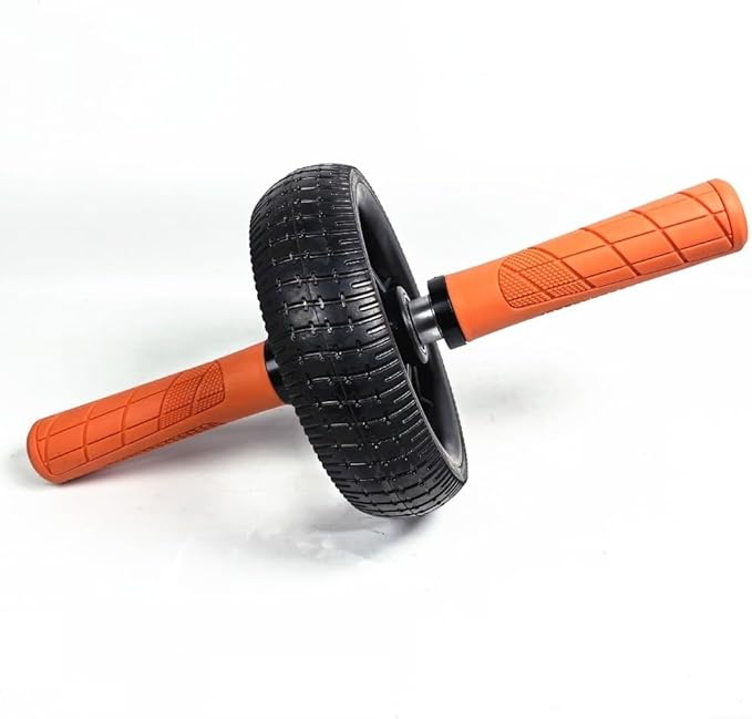 Home Fitness Abdominal Exerciser with Single Wheel, Durables 500 lb Load Capacity, Ergonomic 150 mm EVA Handle, Textured Non-Slip Tire for Stable Rolling on Multiple Surfaces(black+orange)