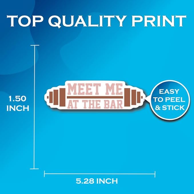 Meet Me at The Bar - Workout Junkie - Weight Training Fitness Coach - Gym Rat Stickers - Premium Quality Vinyl Bumper Stickers 2-Pack | 5-Inch on Widest Side | Made in USA - FHJ504
